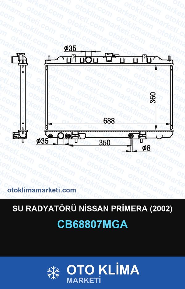 Su Radyatörü Nissan Primera (2002) — SU RADYATÖRÜ — MGA marka — Uyumlu: NISSAN