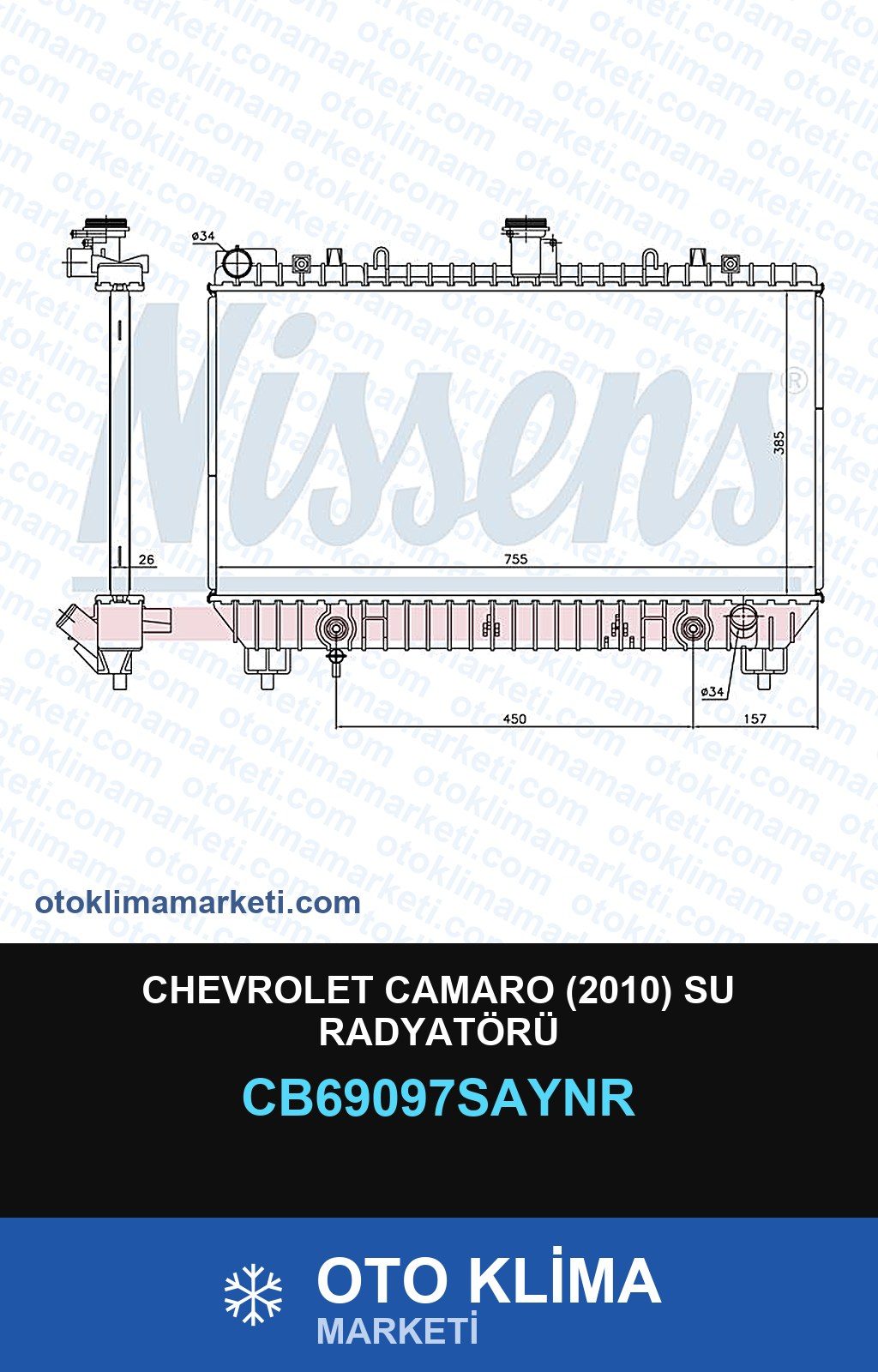 Chevrolet Camaro (2010) Su Radyatörü — SU RADYATÖRÜ — UNICORE marka — Uyumlu: CHEVROLET
