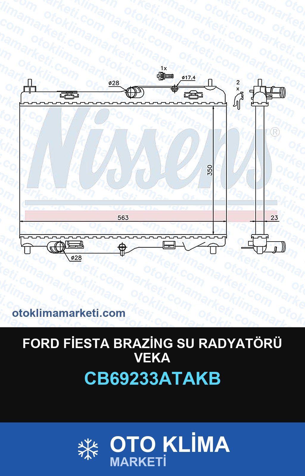 Ford Fiesta Brazing Su Radyatörü Veka — SU RADYATÖRÜ — VEKA marka — Uyumlu: FORD