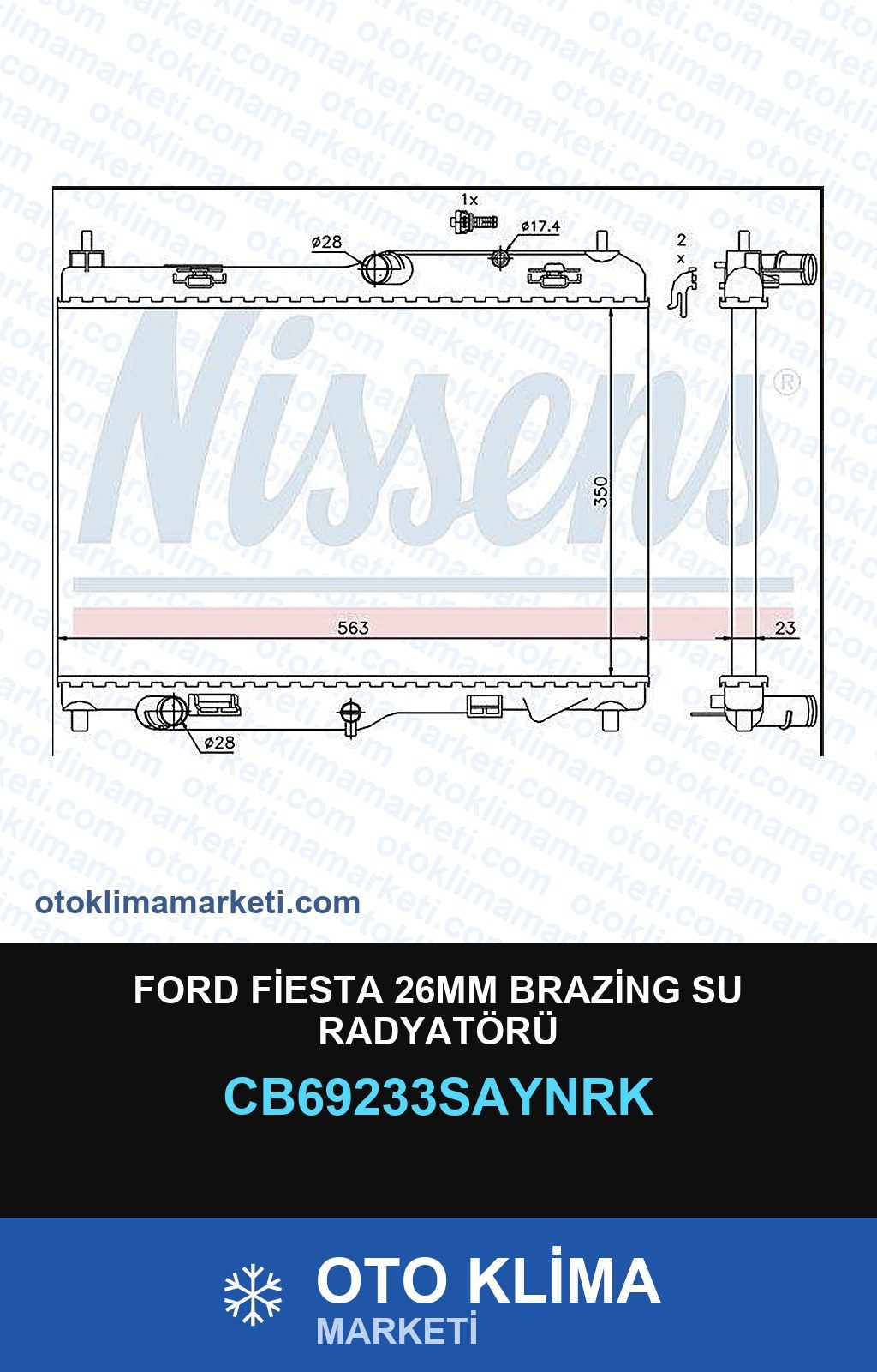 Ford Fiesta 26MM Brazing Su Radyatörü — SU RADYATÖRÜ — UNICORE marka — Uyumlu: FORD