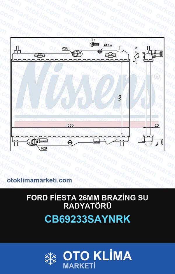 Ford Fiesta 26MM Brazing Su Radyatörü — SU RADYATÖRÜ — UNICORE marka — Uyumlu: FORD