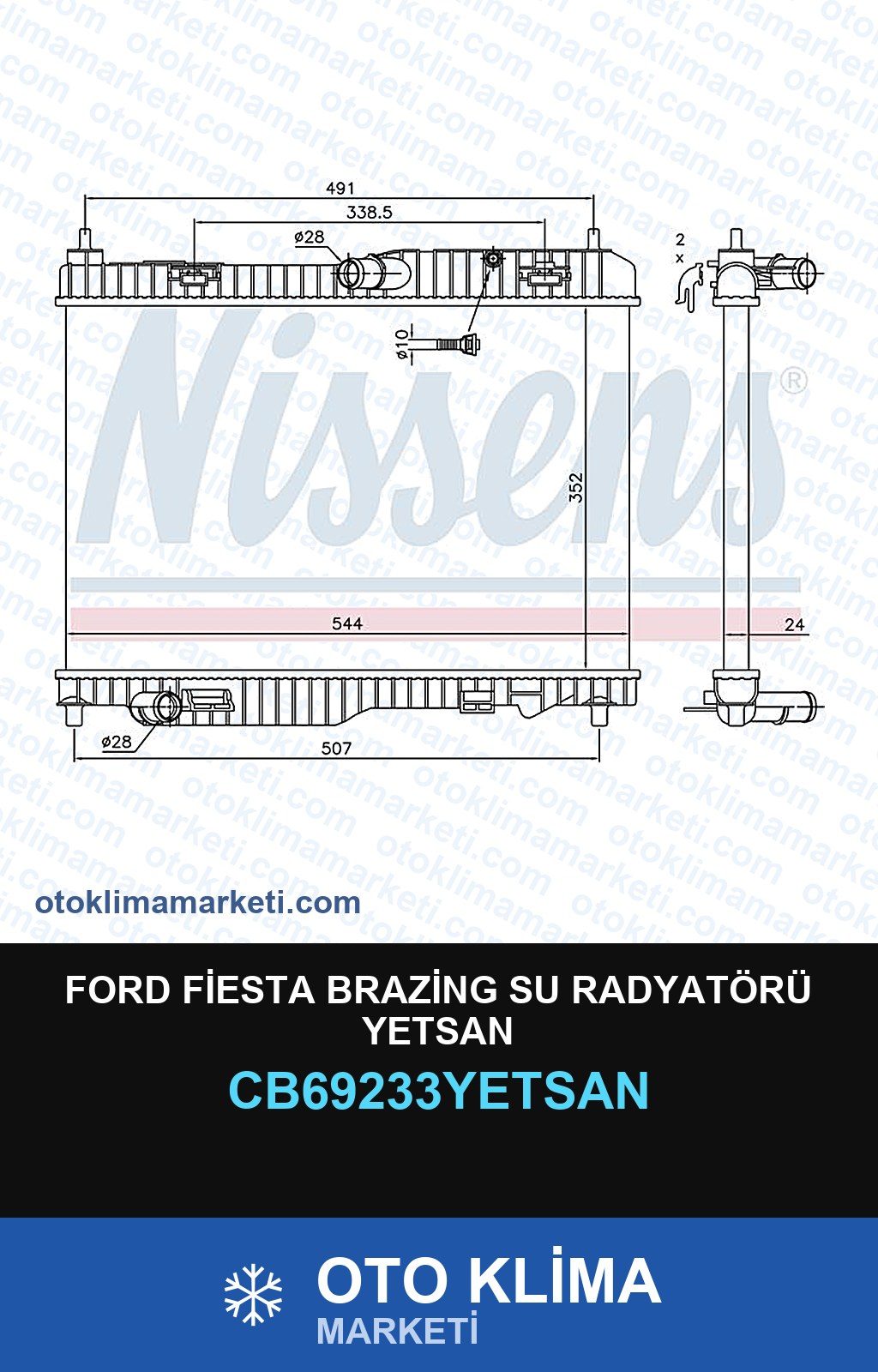 Ford Fiesta Brazing Su Radyatörü Yetsan — SU RADYATÖRÜ — YETSAN marka — Uyumlu: FORD