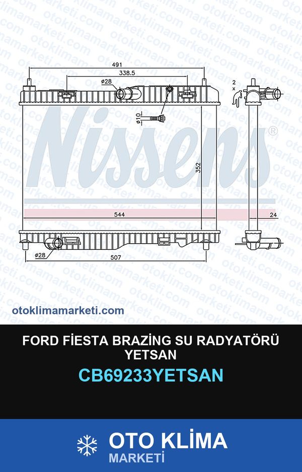 Ford Fiesta Brazing Su Radyatörü Yetsan — SU RADYATÖRÜ — YETSAN marka — Uyumlu: FORD