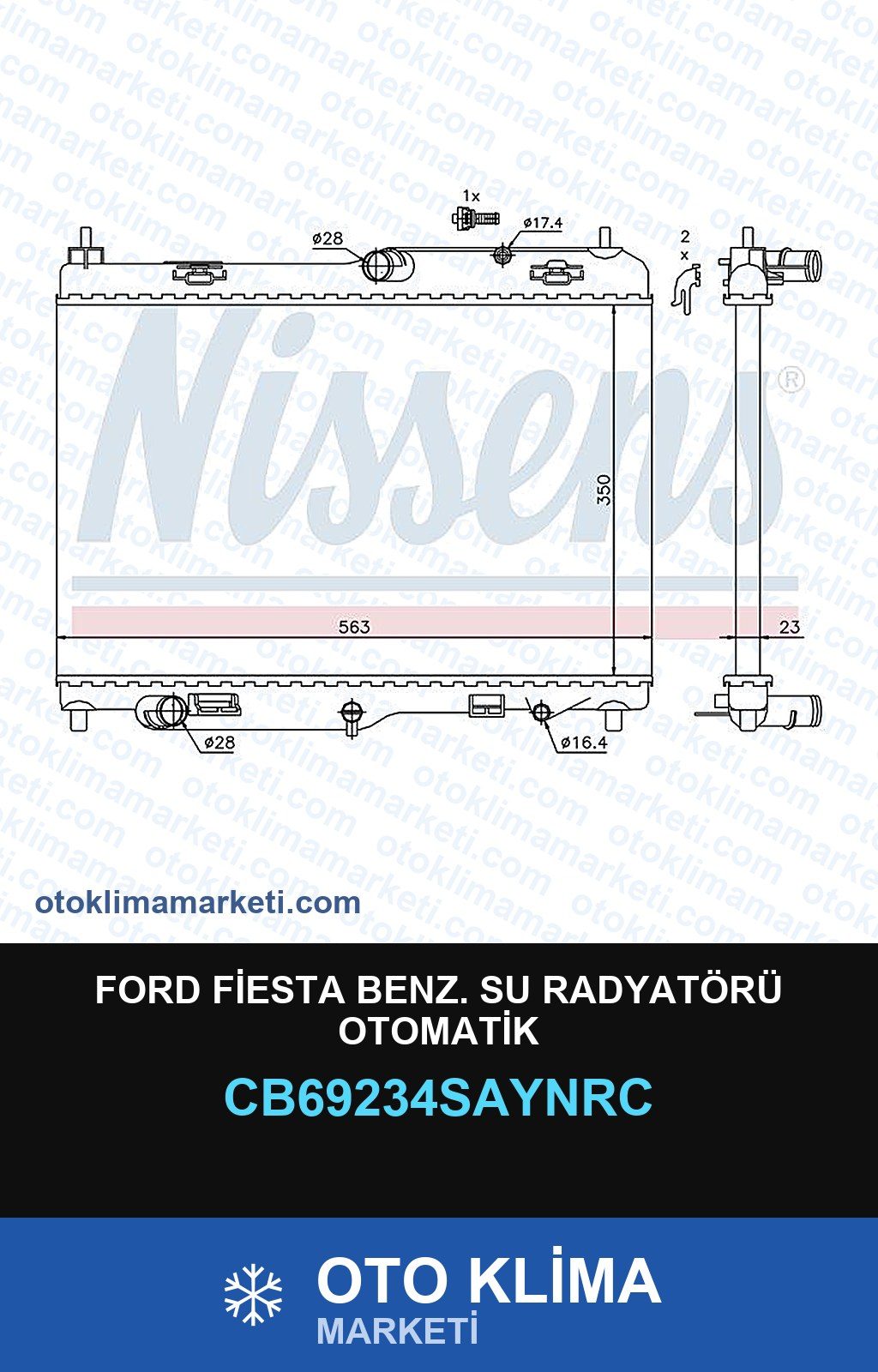 Ford Fiesta Benz. Su Radyatörü Otomatik — SU RADYATÖRÜ — COOLTECH marka — Uyumlu: FORD