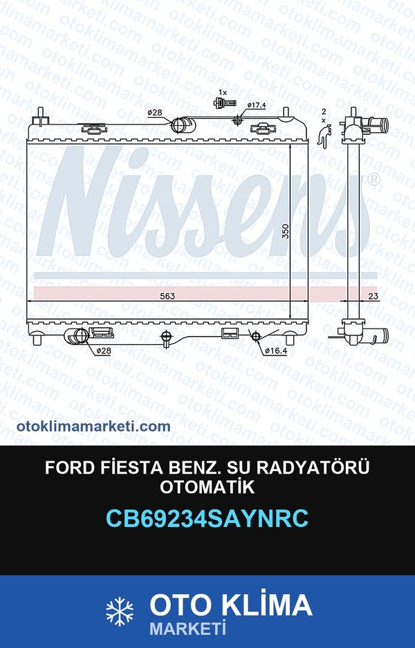 Ford Fiesta Benz. Su Radyatörü Otomatik — SU RADYATÖRÜ — COOLTECH marka — Uyumlu: FORD