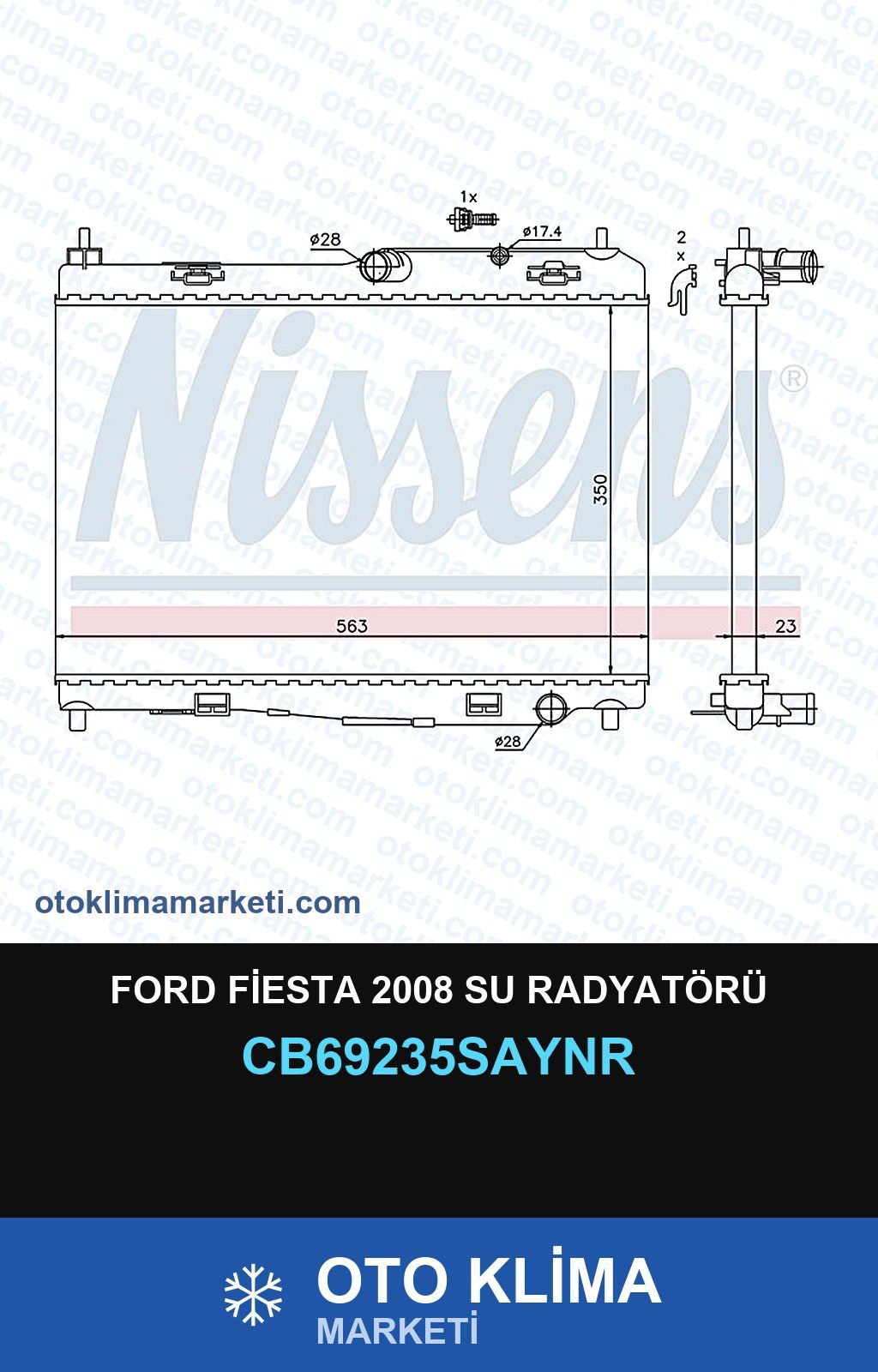Ford Fiesta 2008 Su Radyatörü — SU RADYATÖRÜ — UNICORE marka — Uyumlu: FORD