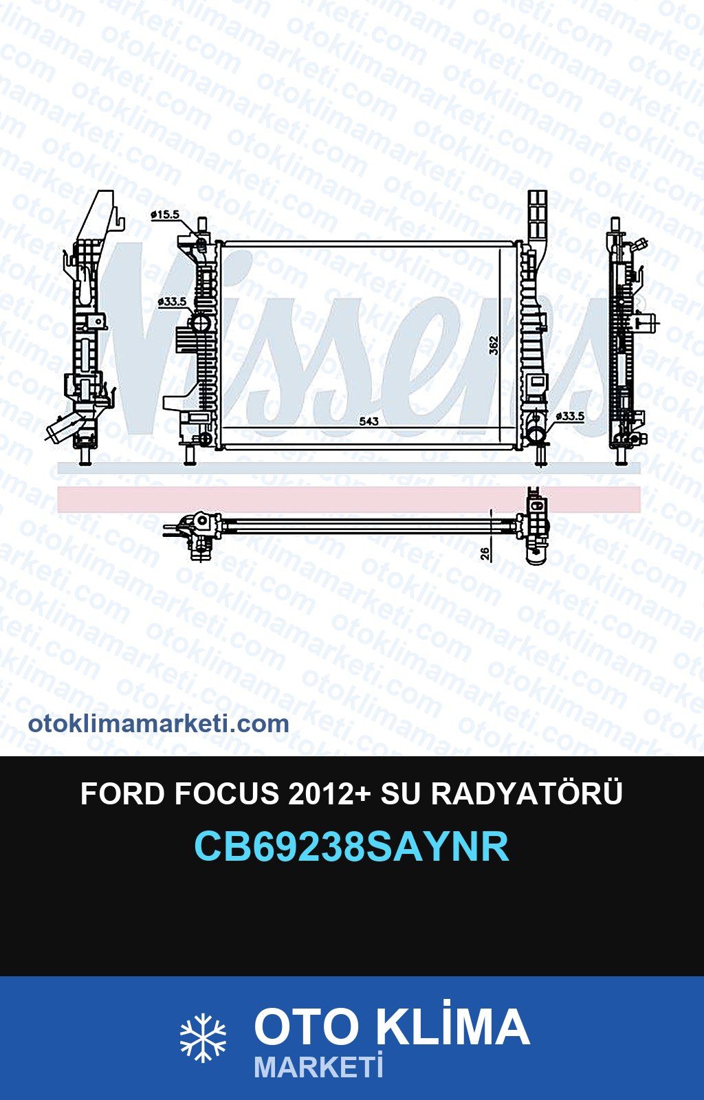 Ford Focus 2012+ Su Radyatörü — SU RADYATÖRÜ — UNICORE marka — Uyumlu: FORD