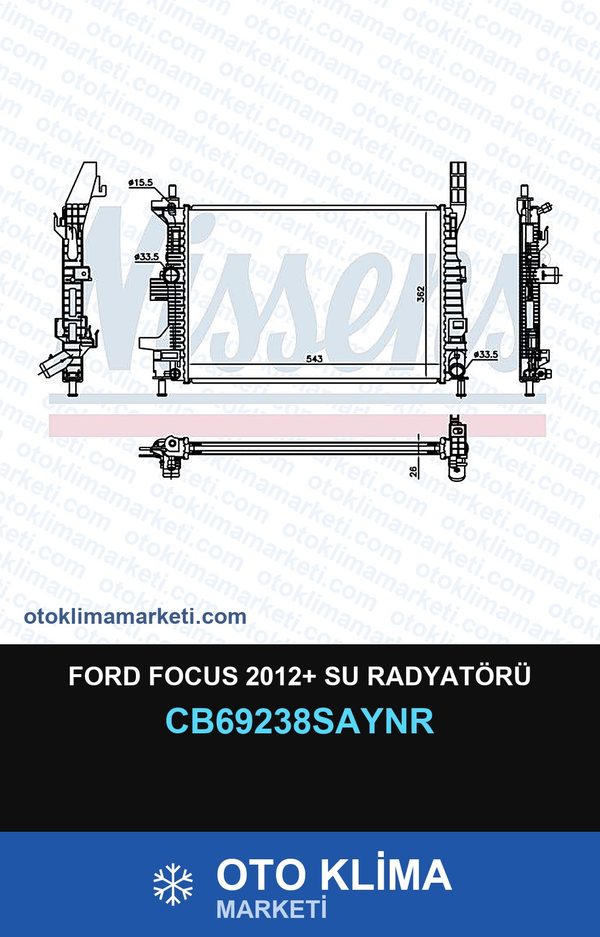 Ford Focus 2012+ Su Radyatörü — SU RADYATÖRÜ — UNICORE marka — Uyumlu: FORD