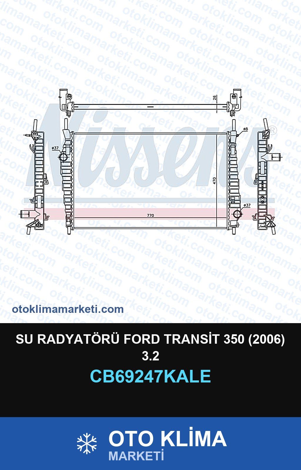 Su Radyatörü Ford Transit 350 (2006) 3.2 — SU RADYATÖRÜ — KALE marka — Uyumlu: FORD