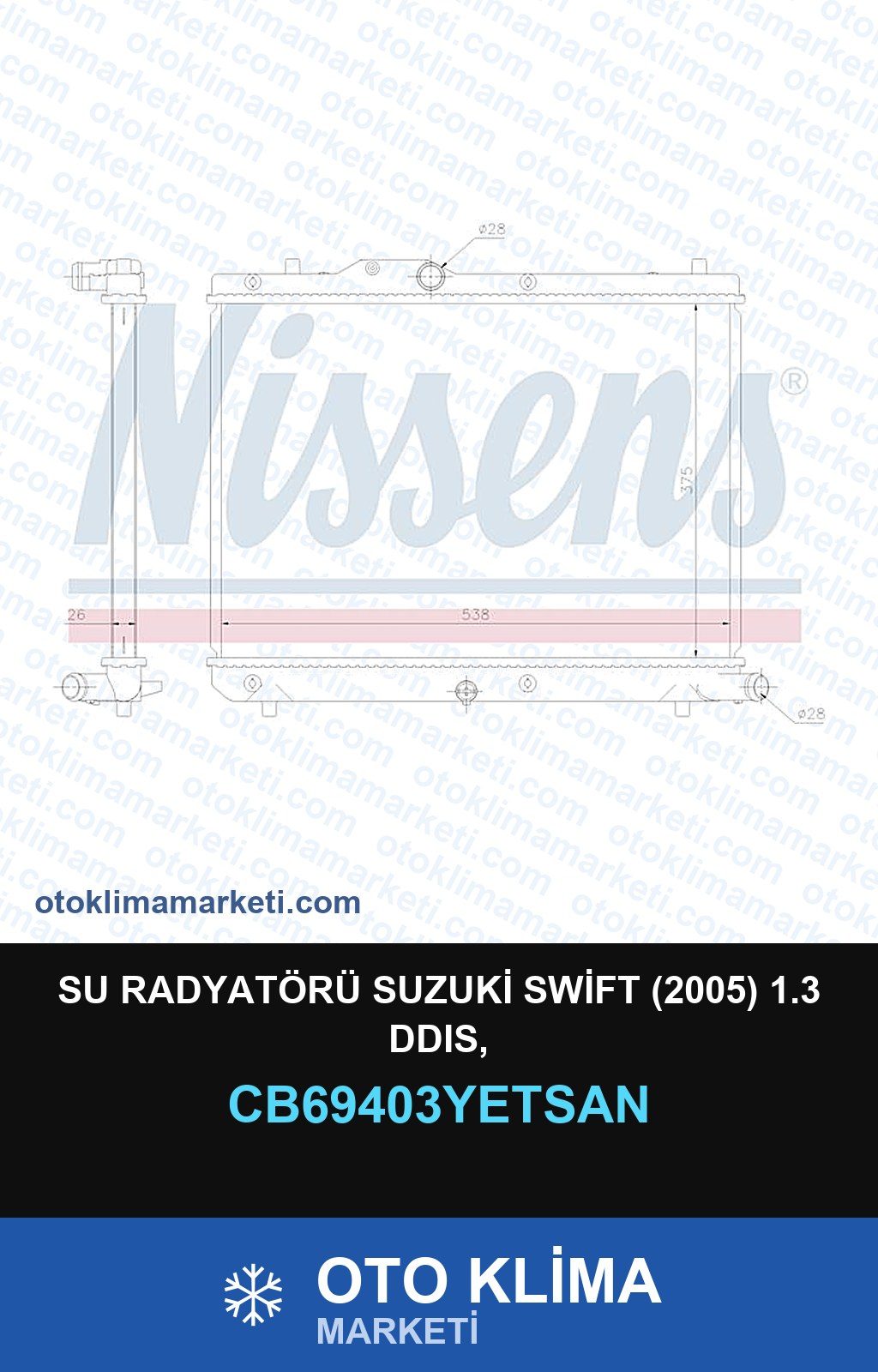 Su Radyatörü Suzuki Swift (2005) 1.3 Ddıs, — SU RADYATÖRÜ — YETSAN marka — Uyumlu: SUZUKI