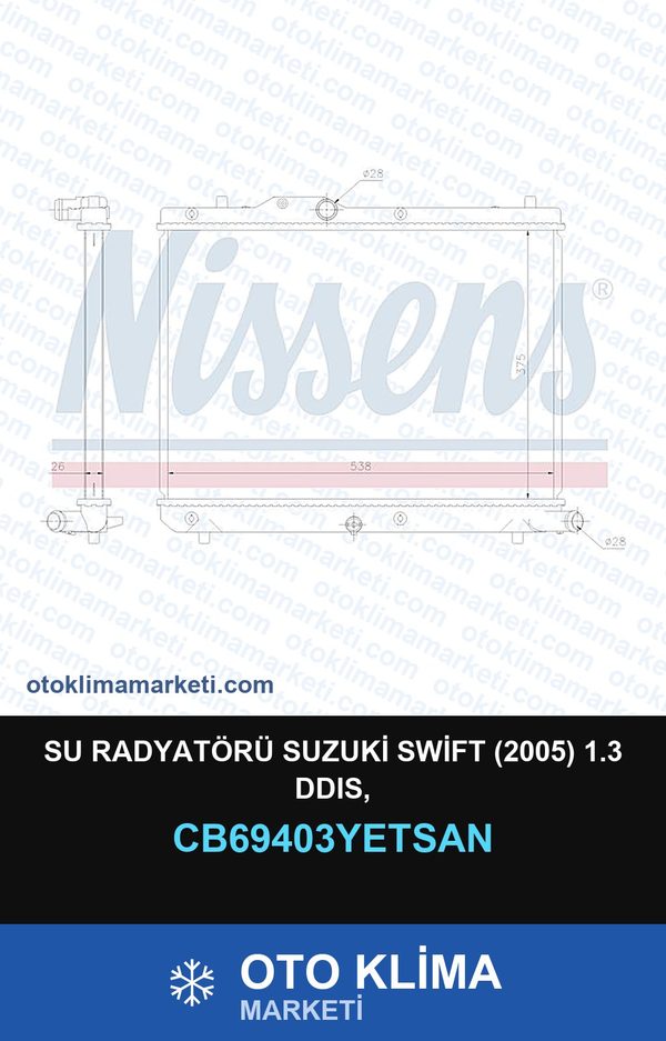 Su Radyatörü Suzuki Swift (2005) 1.3 Ddıs, — SU RADYATÖRÜ — YETSAN marka — Uyumlu: SUZUKI