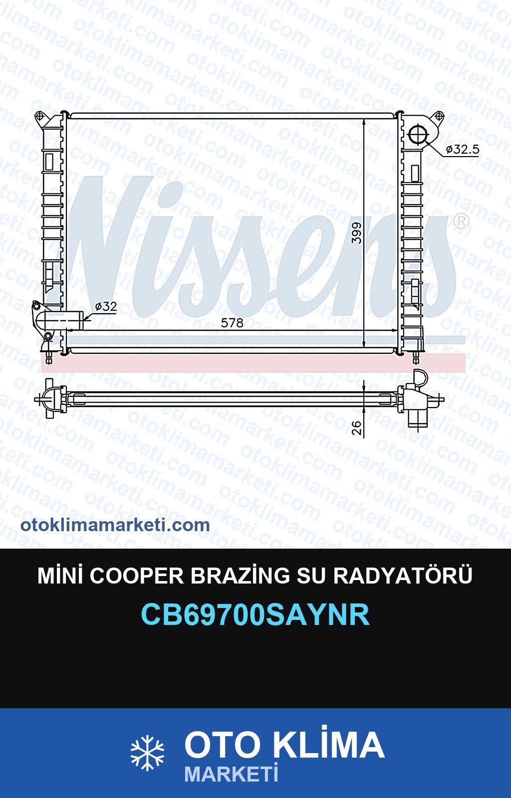 Mini Cooper Brazing Su Radyatörü — SU RADYATÖRÜ — UNICORE marka — Uyumlu: MINI