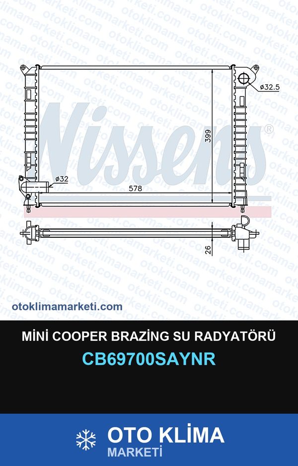 Mini Cooper Brazing Su Radyatörü — SU RADYATÖRÜ — UNICORE marka — Uyumlu: MINI