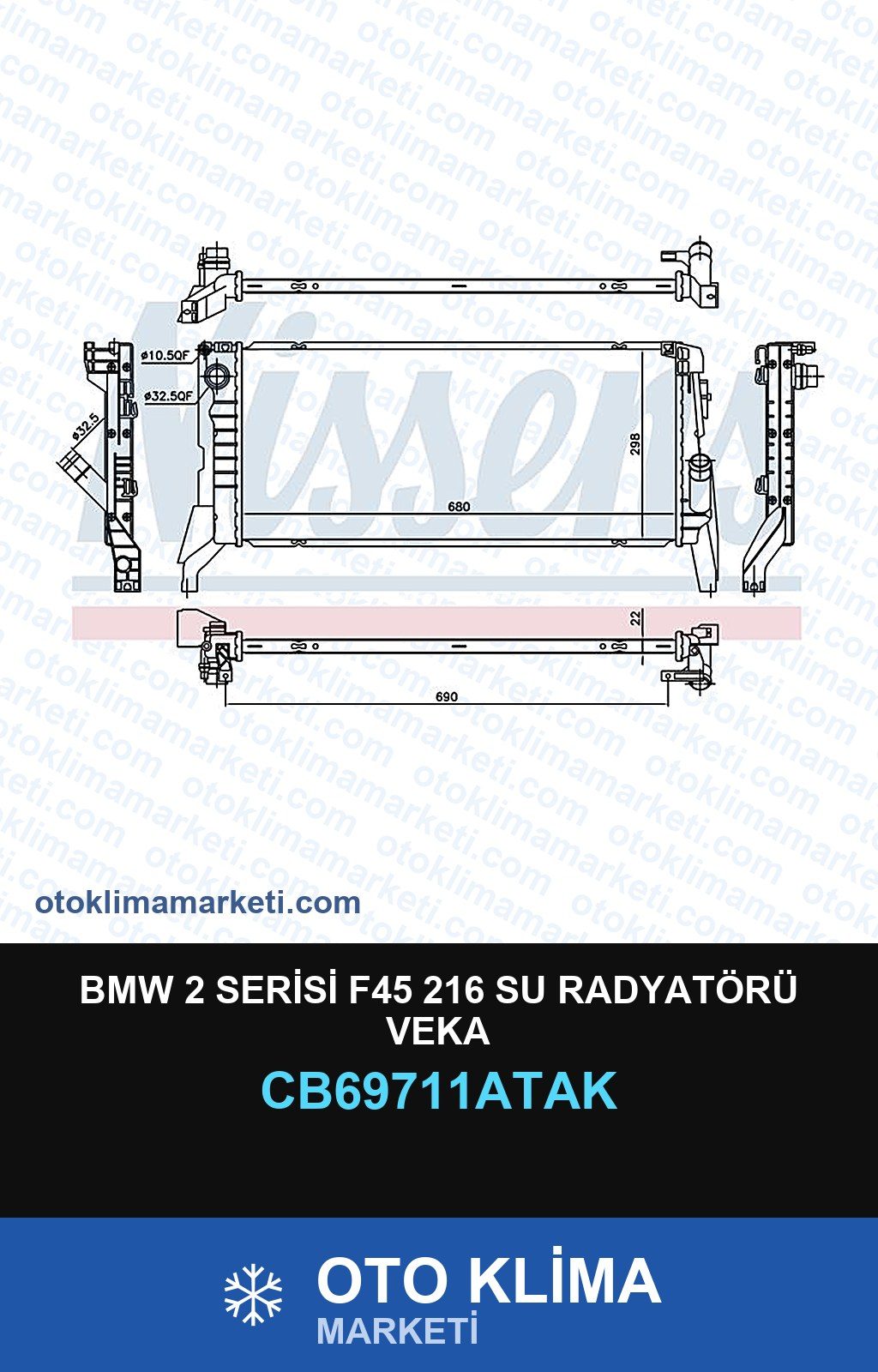 BMW 2 Serisi F45 216 Su Radyatörü Veka — SU RADYATÖRÜ — VEKA marka — Uyumlu: BMW