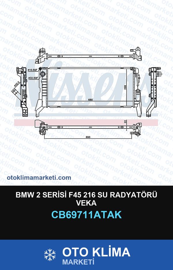 BMW 2 Serisi F45 216 Su Radyatörü Veka — SU RADYATÖRÜ — VEKA marka — Uyumlu: BMW