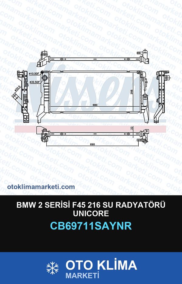 BMW 2 Serisi F45 216 Su Radyatörü Unicore — SU RADYATÖRÜ — UNICORE marka — Uyumlu: BMW