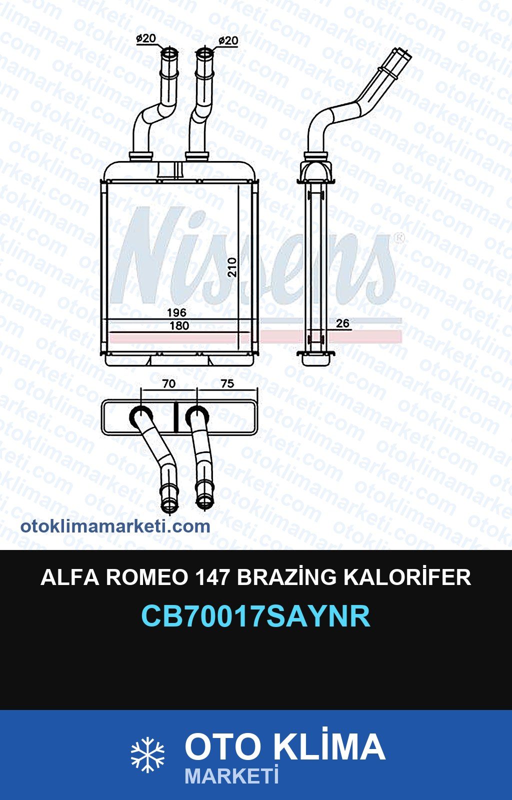 Alfa Romeo 147 Brazing Kalorifer — KALORİFER PETEĞİ — UNICORE marka — Uyumlu: ALFA ROMEO