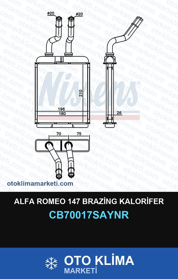 Alfa Romeo 147 Brazing Kalorifer — KALORİFER PETEĞİ — UNICORE marka — Uyumlu: ALFA ROMEO