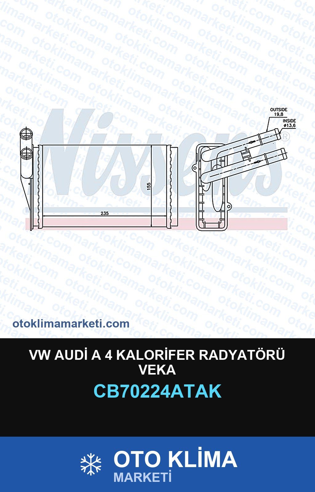 VW Audi A 4 Kalorifer Radyatörü Veka — KALORİFER PETEĞİ — VEKA marka — Uyumlu: AUDI, VOLKSWAGEN