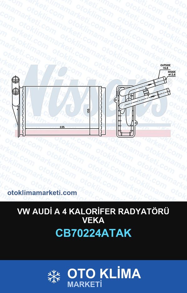 VW Audi A 4 Kalorifer Radyatörü Veka — KALORİFER PETEĞİ — VEKA marka — Uyumlu: AUDI, VOLKSWAGEN