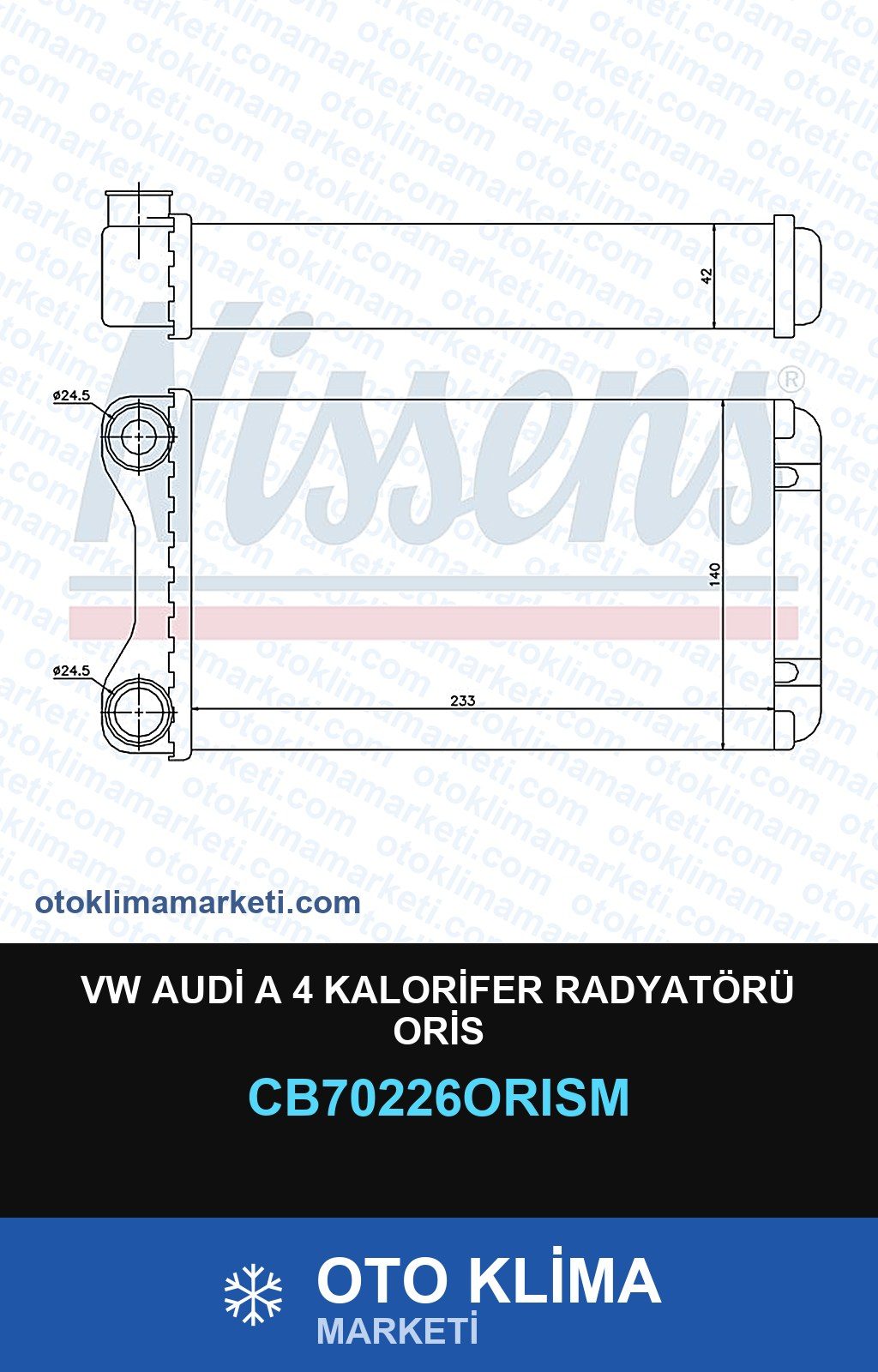 VW Audi A 4 Kalorifer Radyatörü Oris — KALORİFER PETEĞİ — ORİS marka — Uyumlu: AUDI, VOLKSWAGEN