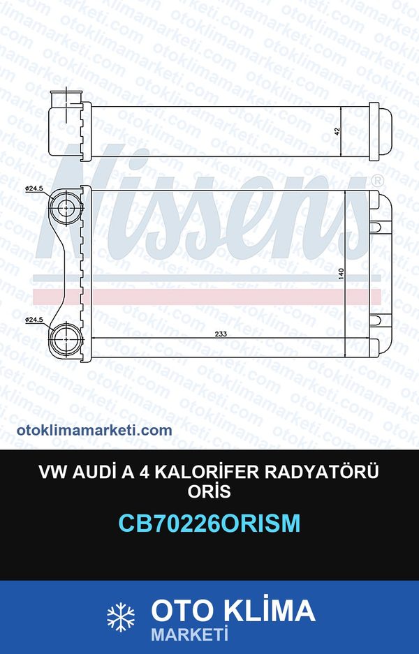 VW Audi A 4 Kalorifer Radyatörü Oris — KALORİFER PETEĞİ — ORİS marka — Uyumlu: AUDI, VOLKSWAGEN