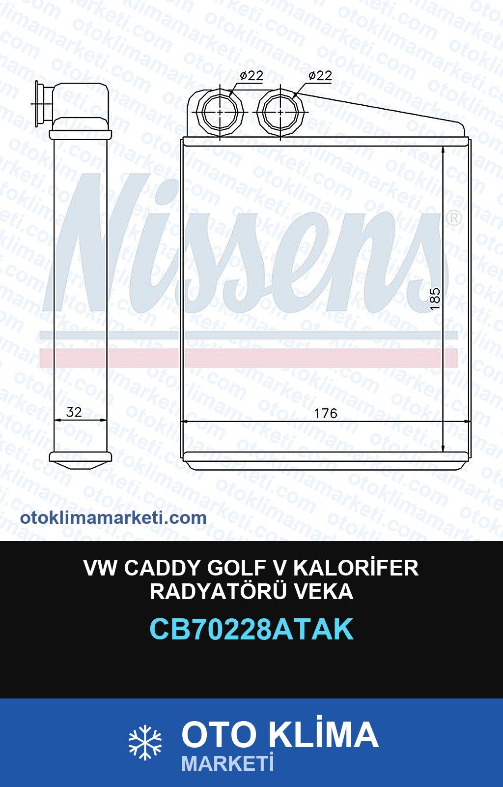 VW Caddy Golf V Kalorifer Radyatörü Veka — KALORİFER PETEĞİ — VEKA marka — Uyumlu: VOLKSWAGEN