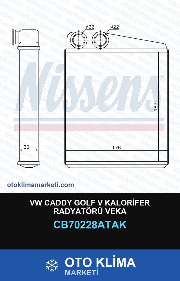 VW Caddy Golf V Kalorifer Radyatörü Veka — KALORİFER PETEĞİ — VEKA marka — Uyumlu: VOLKSWAGEN