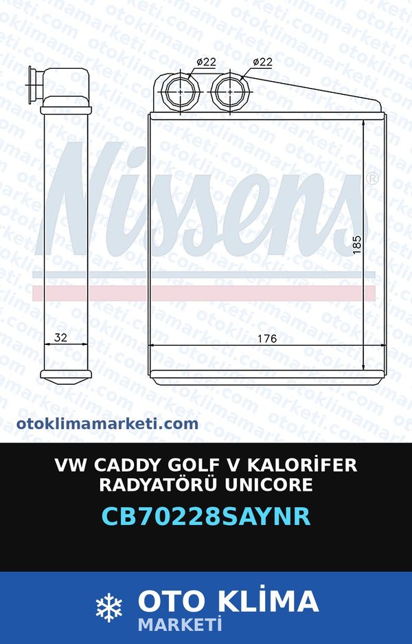 VW Caddy Golf V Kalorifer Radyatörü Unicore — KALORİFER PETEĞİ — UNICORE marka — Uyumlu: VOLKSWAGEN