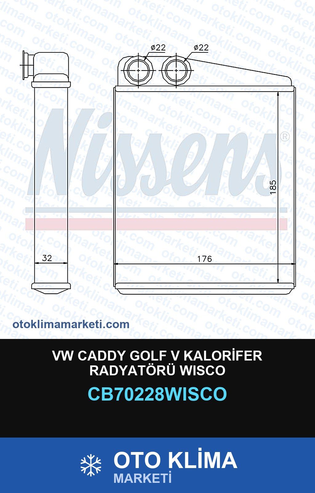 VW Caddy Golf V Kalorifer Radyatörü Wisco — KALORİFER PETEĞİ — WISCO marka — Uyumlu: VOLKSWAGEN