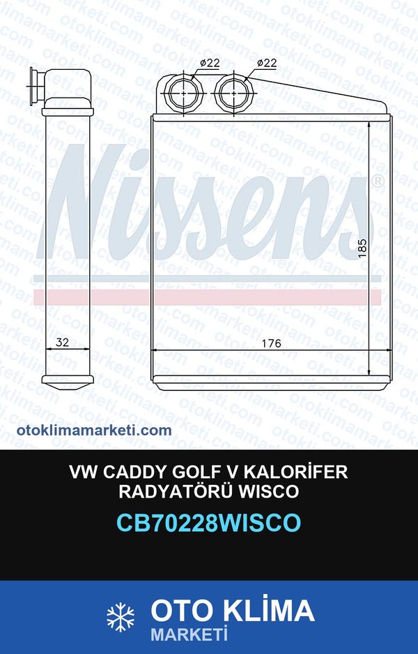VW Caddy Golf V Kalorifer Radyatörü Wisco — KALORİFER PETEĞİ — WISCO marka — Uyumlu: VOLKSWAGEN