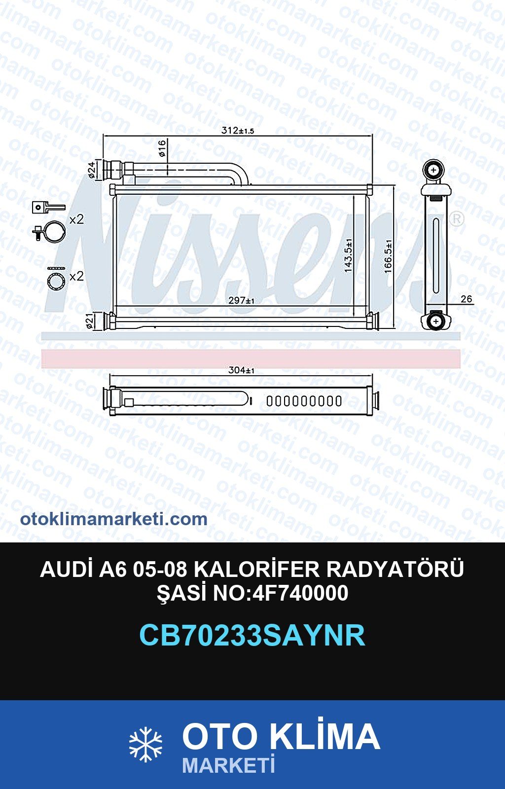 Audi A6 05-08 Kalorifer Radyatörü Şasi No:4F740000 — KALORİFER PETEĞİ — UNICORE marka — Uyumlu: AUDI