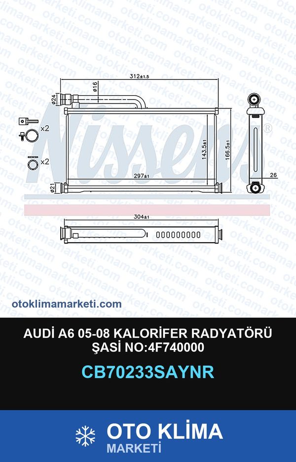 Audi A6 05-08 Kalorifer Radyatörü Şasi No:4F740000 — KALORİFER PETEĞİ — UNICORE marka — Uyumlu: AUDI