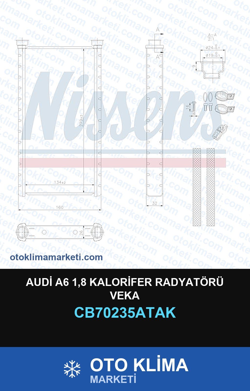 Audi A6 1,8 Kalorifer Radyatörü Veka — KALORİFER PETEĞİ — VEKA marka — Uyumlu: AUDI