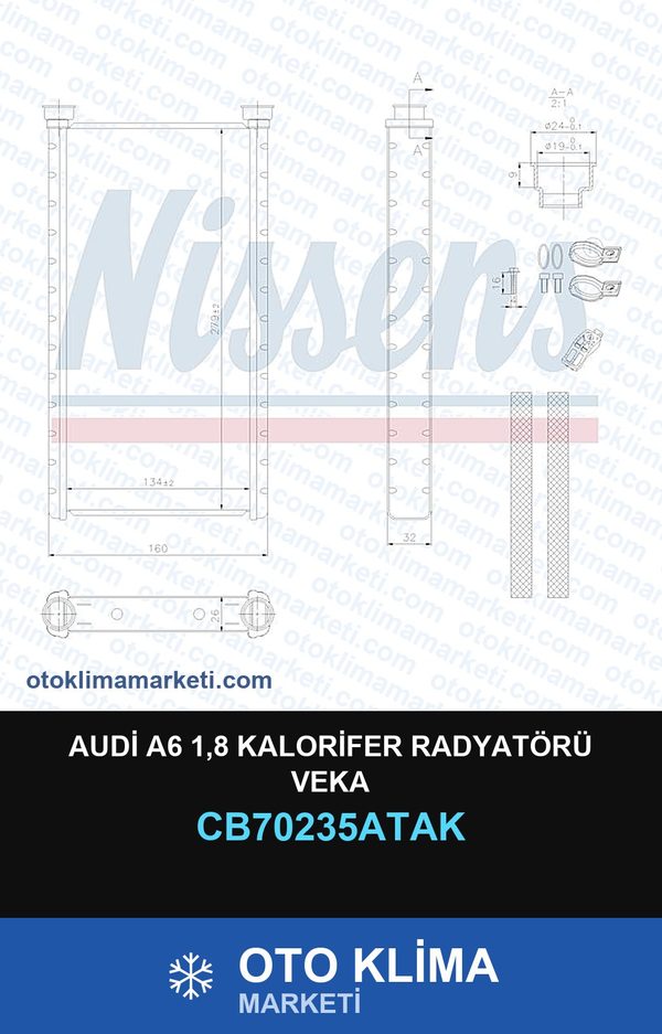 Audi A6 1,8 Kalorifer Radyatörü Veka — KALORİFER PETEĞİ — VEKA marka — Uyumlu: AUDI