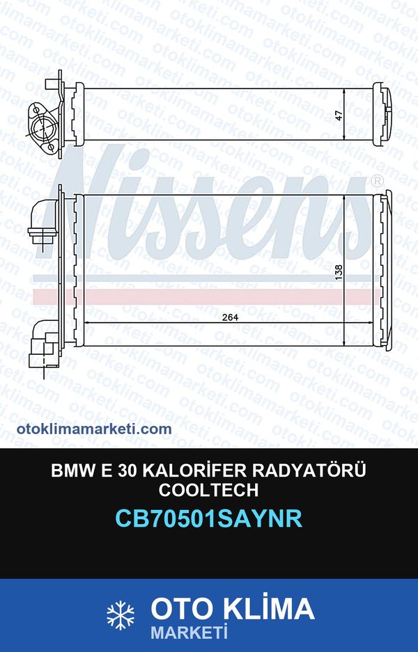 BMW E 30 Kalorifer Radyatörü Cooltech — KALORİFER PETEĞİ — COOLTECH marka — Uyumlu: BMW