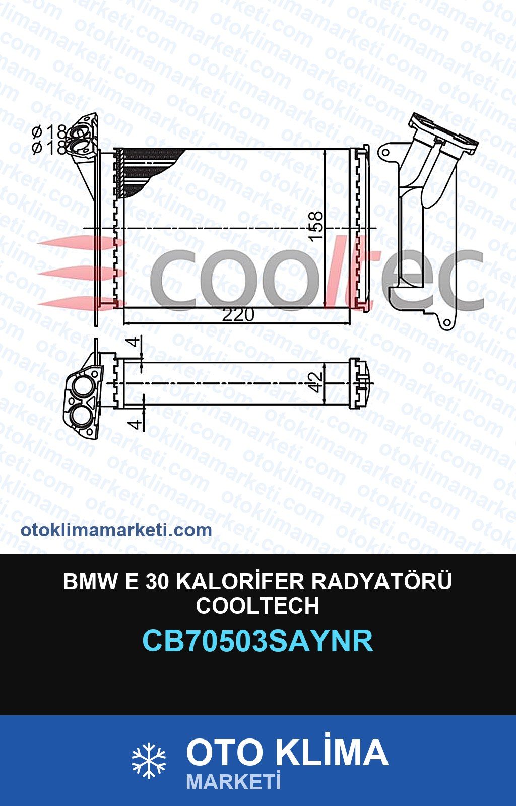 BMW E 30 Kalorifer Radyatörü Cooltech — KALORİFER PETEĞİ — COOLTECH marka — Uyumlu: BMW