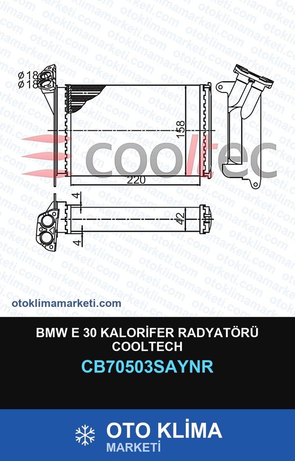 BMW E 30 Kalorifer Radyatörü Cooltech — KALORİFER PETEĞİ — COOLTECH marka — Uyumlu: BMW
