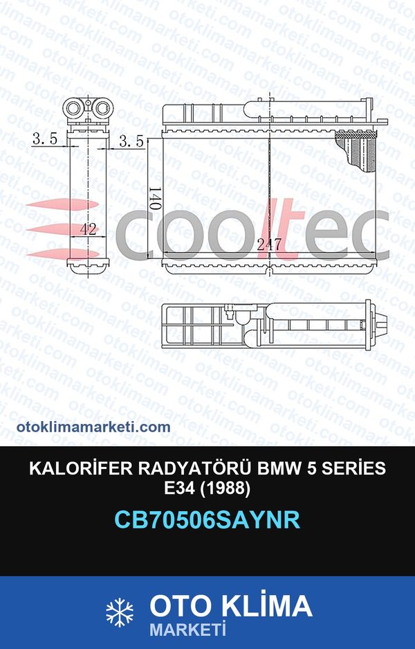Kalorifer Radyatörü BMW 5 Series E34 (1988) — KALORİFER PETEĞİ — COOLTECH marka — Uyumlu: BMW