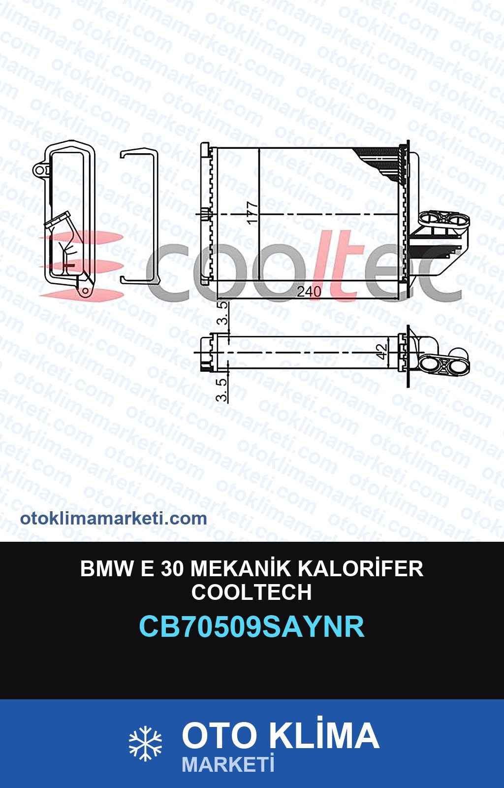 BMW E 30 Mekanik Kalorifer Cooltech — KALORİFER PETEĞİ — COOLTECH marka — Uyumlu: BMW