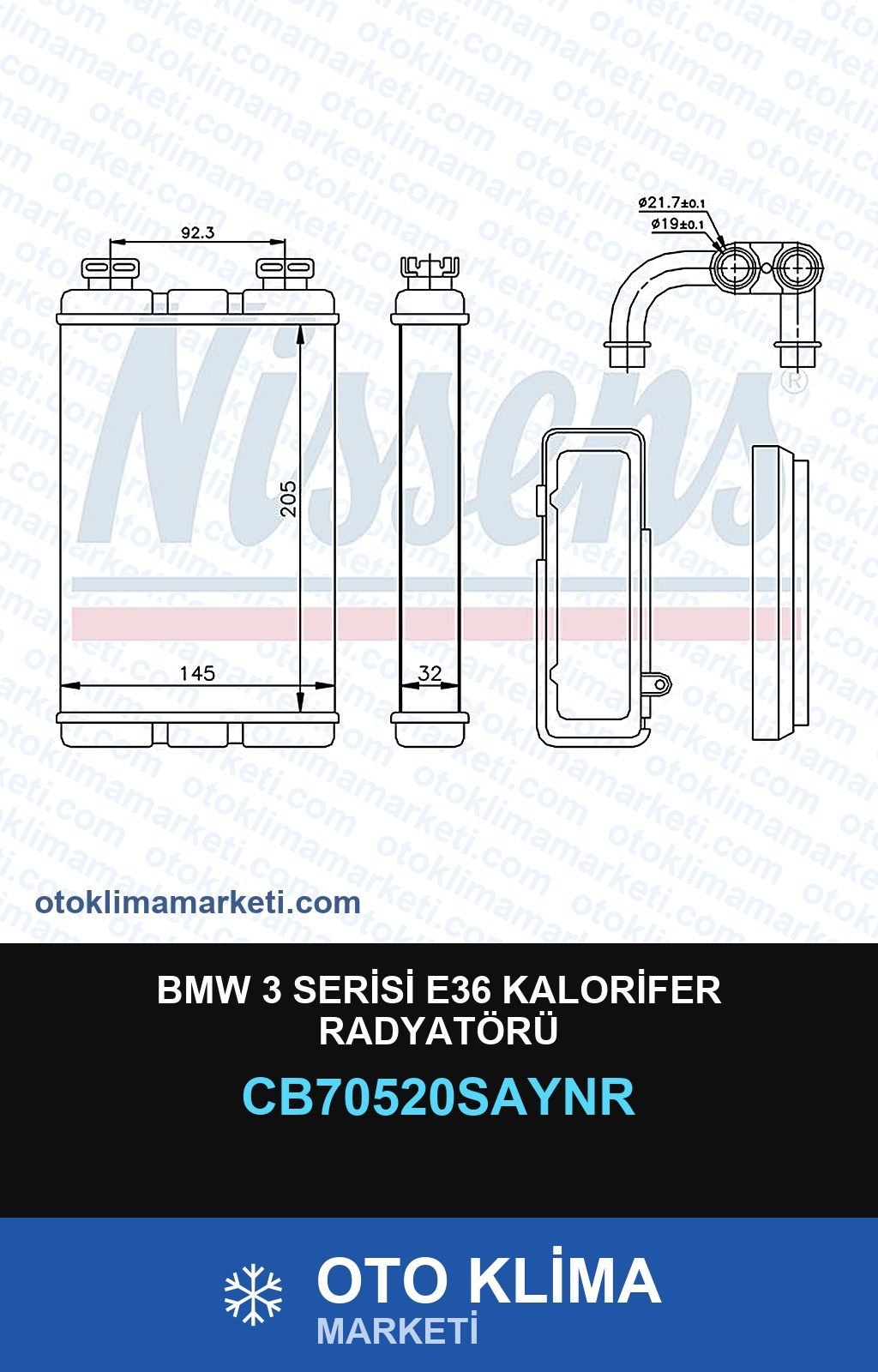 BMW 3 Serisi E36 Kalorifer Radyatörü — KALORİFER PETEĞİ — UNICORE marka — Uyumlu: BMW