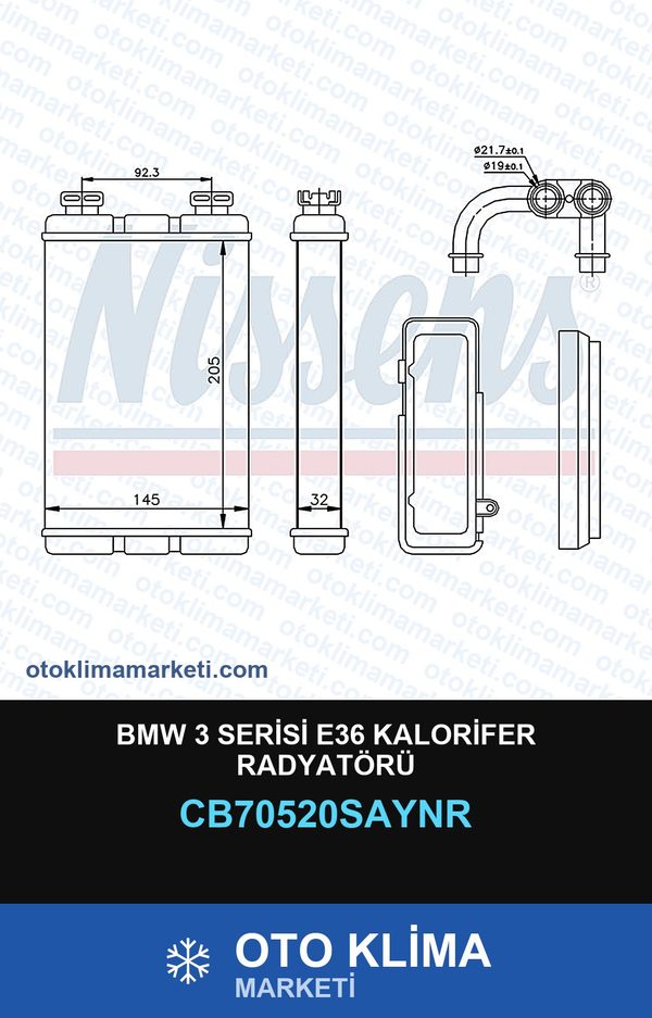 BMW 3 Serisi E36 Kalorifer Radyatörü — KALORİFER PETEĞİ — UNICORE marka — Uyumlu: BMW
