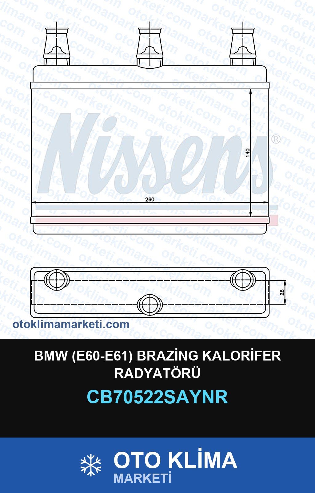 BMW (E60-E61) Brazing Kalorifer Radyatörü — KALORİFER PETEĞİ — UNICORE marka — Uyumlu: BMW