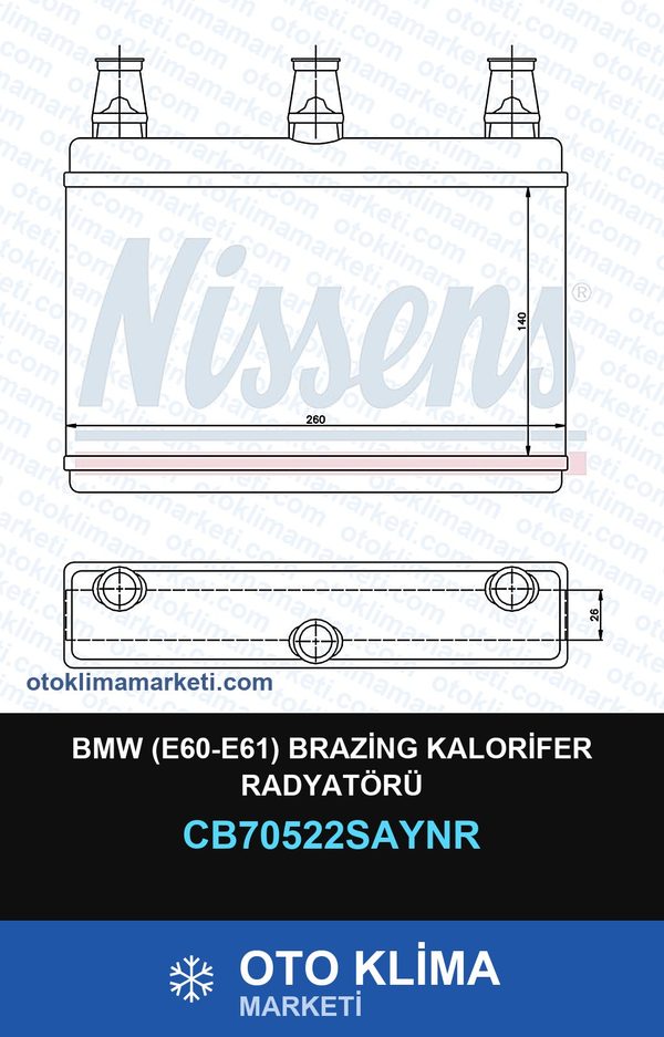 BMW (E60-E61) Brazing Kalorifer Radyatörü — KALORİFER PETEĞİ — UNICORE marka — Uyumlu: BMW