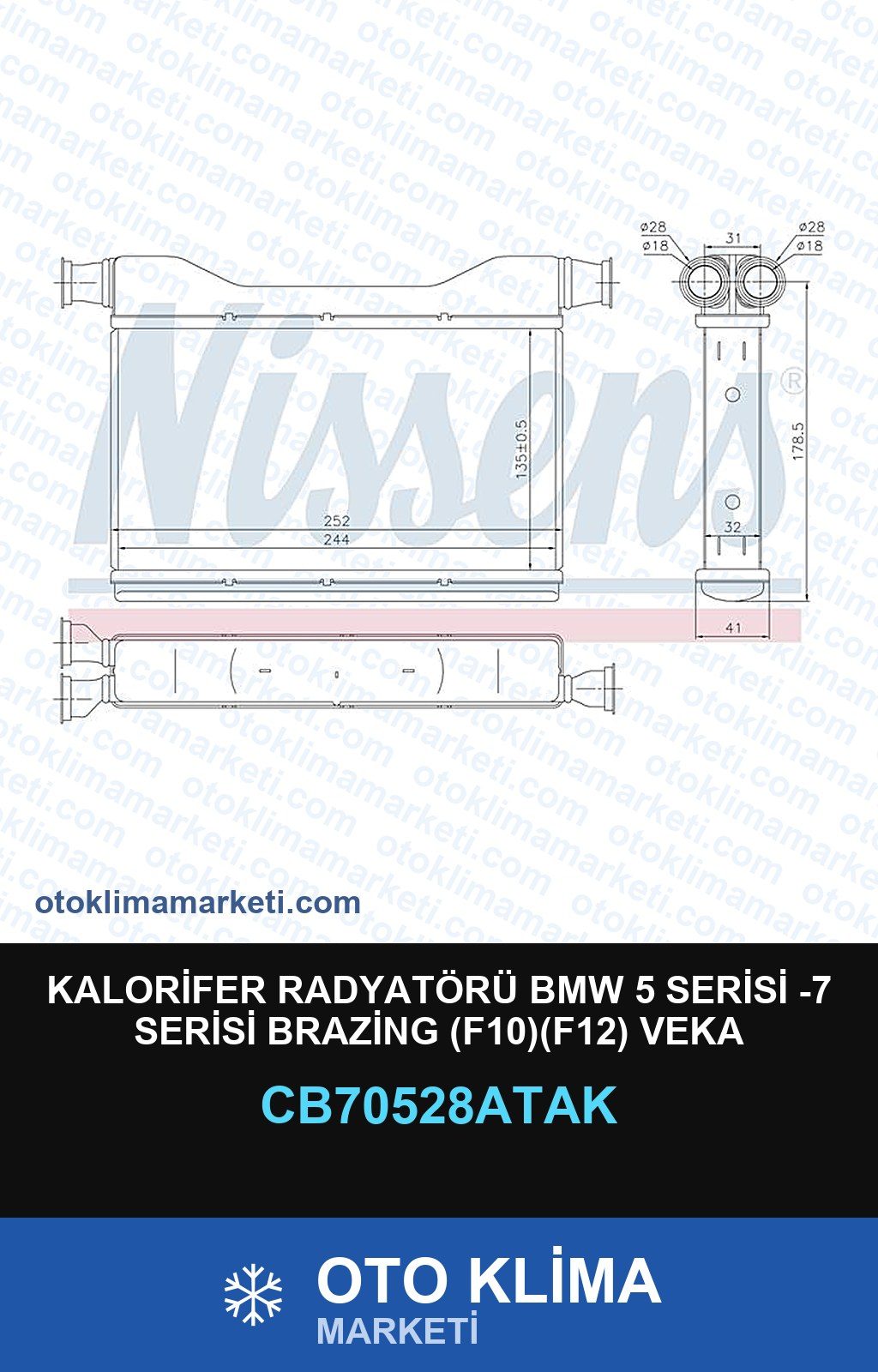 Kalorifer Radyatörü BMW 5 Serisi -7 Serisi Brazing (F10)(F12) Veka — KALORİFER PETEĞİ — VEKA marka — Uyumlu: BMW