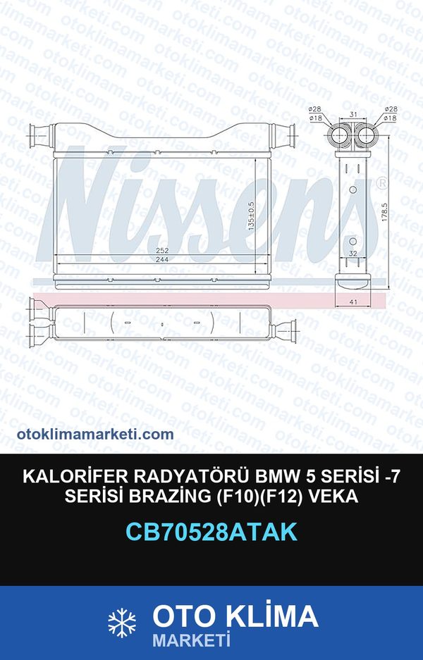 Kalorifer Radyatörü BMW 5 Serisi -7 Serisi Brazing (F10)(F12) Veka — KALORİFER PETEĞİ — VEKA marka — Uyumlu: BMW
