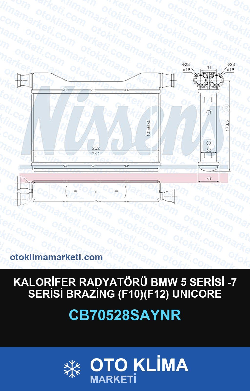 Kalorifer Radyatörü BMW 5 Serisi -7 Serisi Brazing (F10)(F12) Unicore — KALORİFER PETEĞİ — UNICORE marka — Uyumlu: BMW