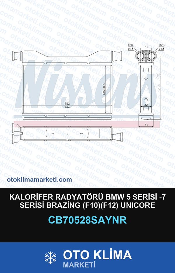 Kalorifer Radyatörü BMW 5 Serisi -7 Serisi Brazing (F10)(F12) Unicore — KALORİFER PETEĞİ — UNICORE marka — Uyumlu: BMW