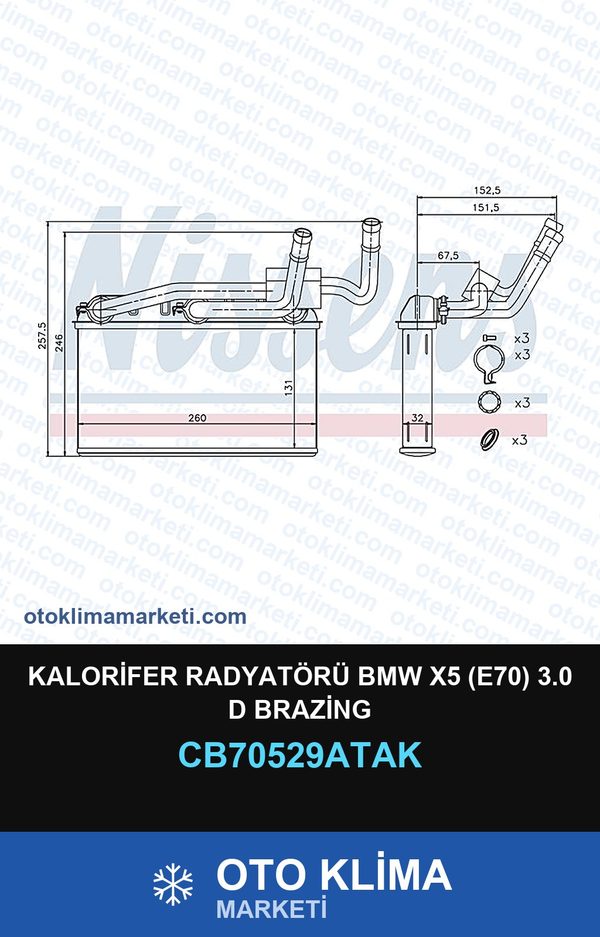 Kalorifer Radyatörü BMW X5 (E70) 3.0 D Brazing — KALORİFER PETEĞİ — VEKA marka — Uyumlu: BMW