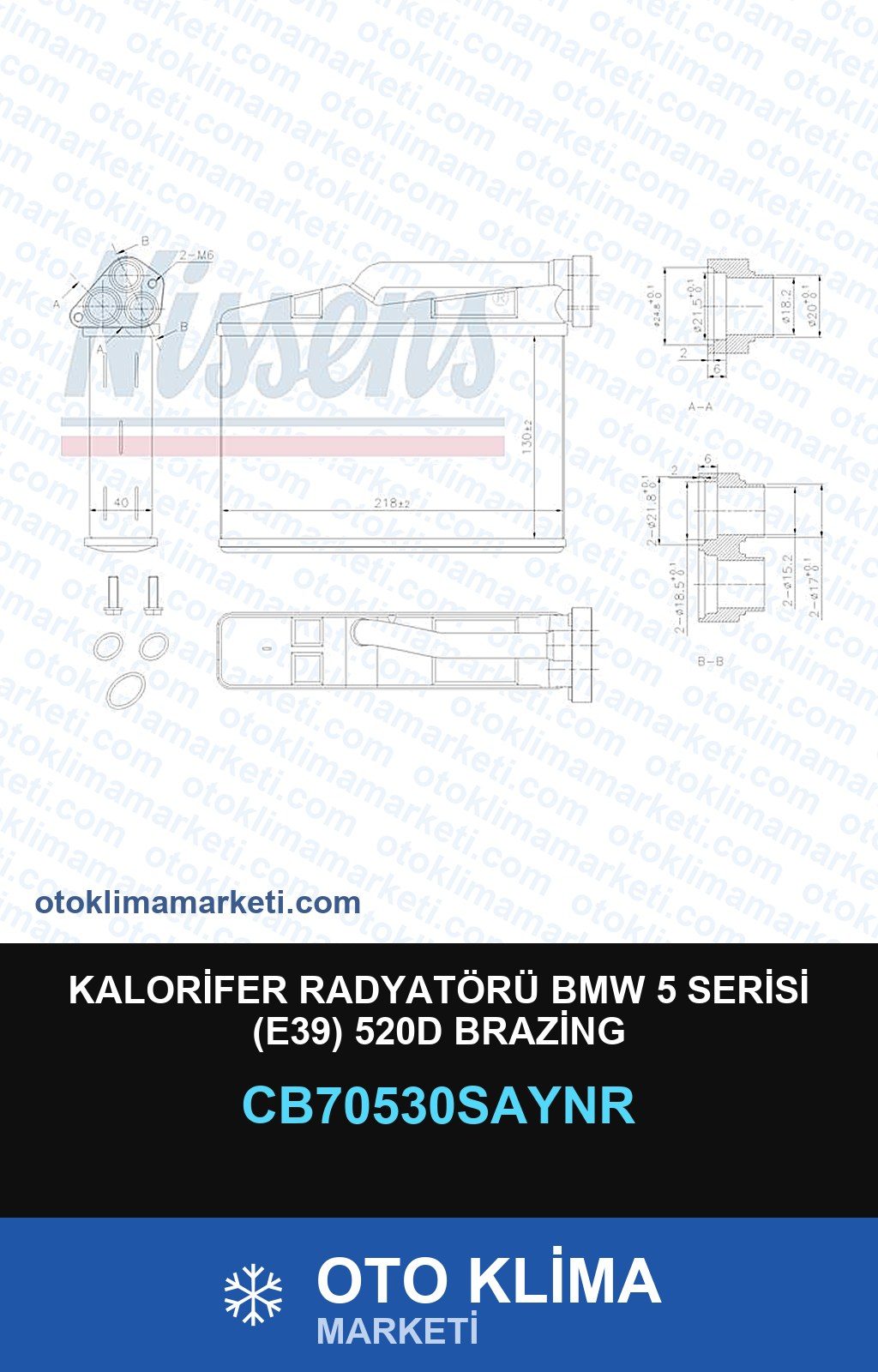 Kalorifer Radyatörü BMW 5 Serisi (E39) 520D Brazing — KALORİFER PETEĞİ — UNICORE marka — Uyumlu: BMW